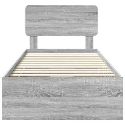 Struttura del letto con cassetto Sonoma grigia 90 x 190 cm | homemem39