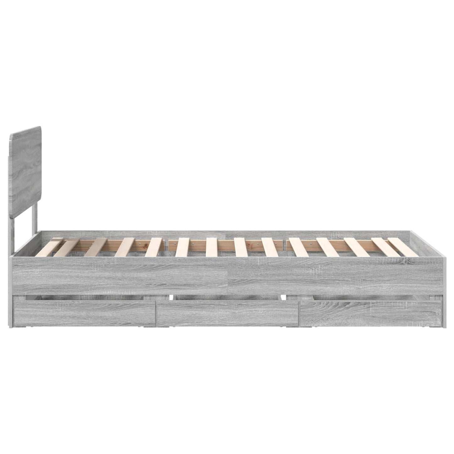 Struttura del letto con cassetto Sonoma grigia 90 x 190 cm | homemem39