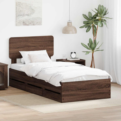 Struttura del letto con cassetto Quercia marrone 90 x 190 cm | homemem39