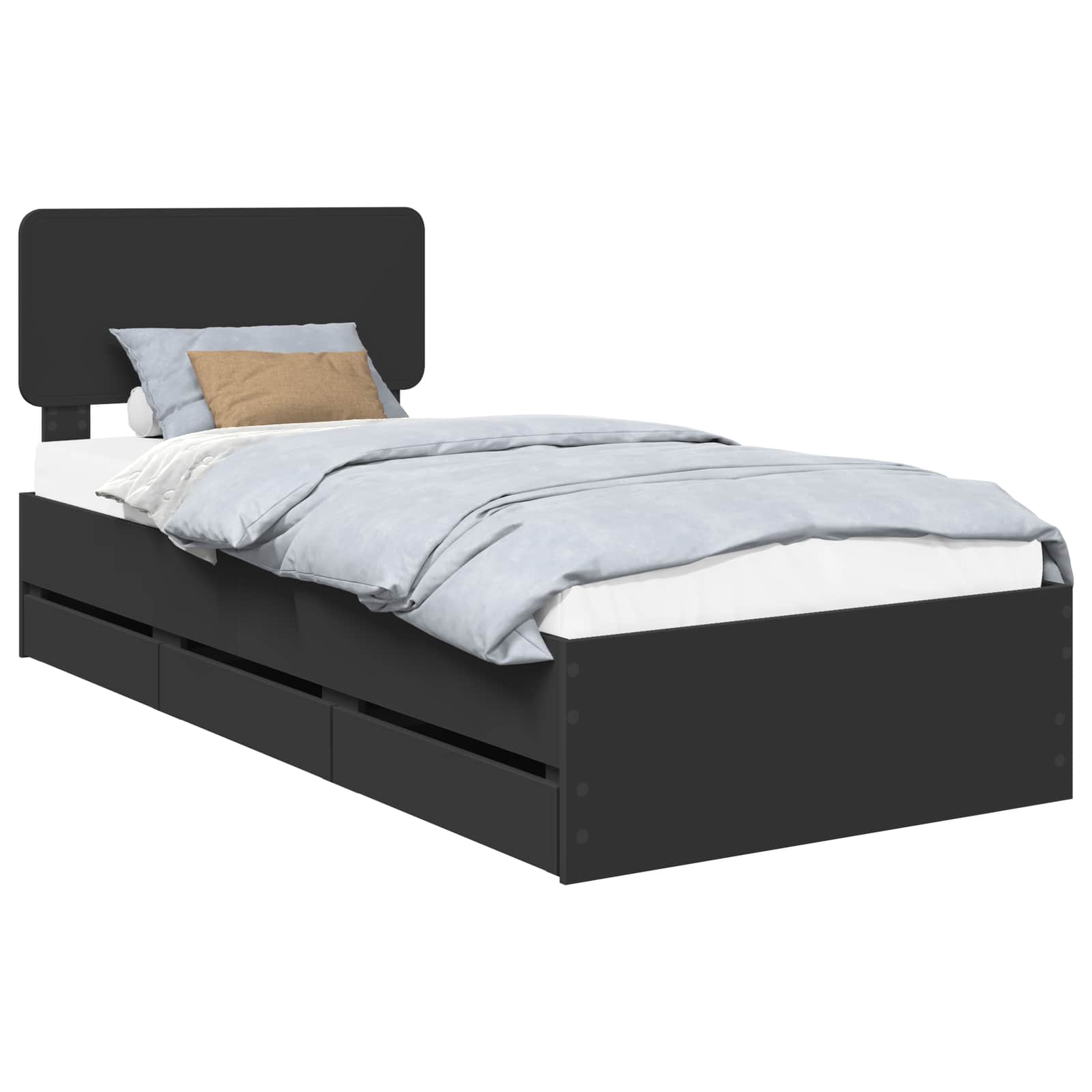 Struttura del letto Nero 75 x 190 cm Legno ingegnerizzato | homemem39