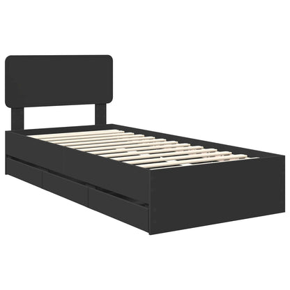 Struttura del letto Nero 75 x 190 cm Legno ingegnerizzato | homemem39