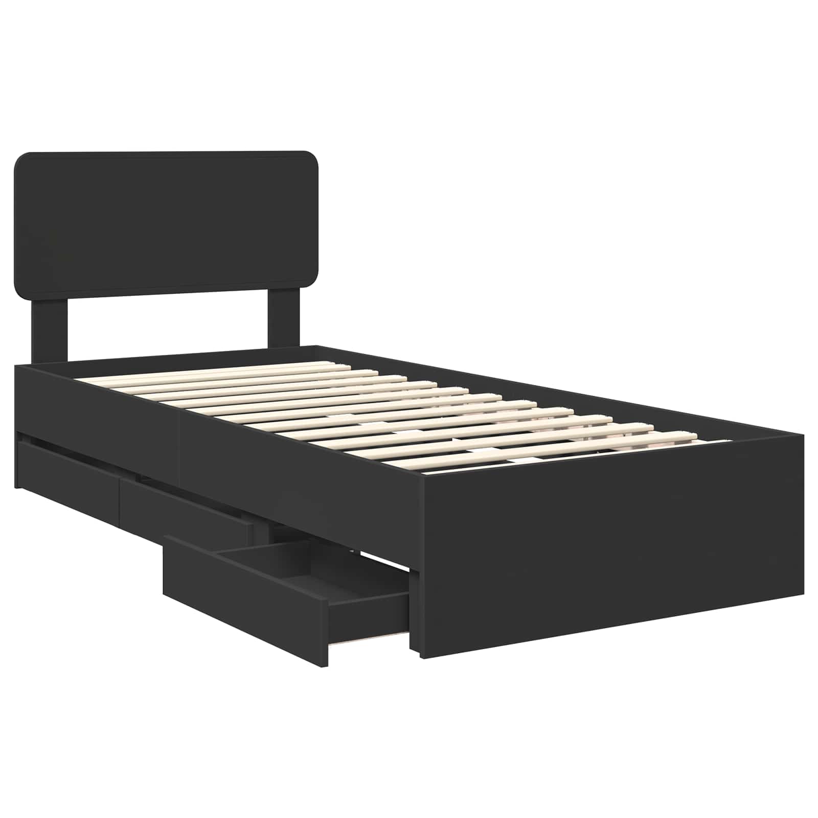 Struttura del letto Nero 75 x 190 cm Legno ingegnerizzato | homemem39