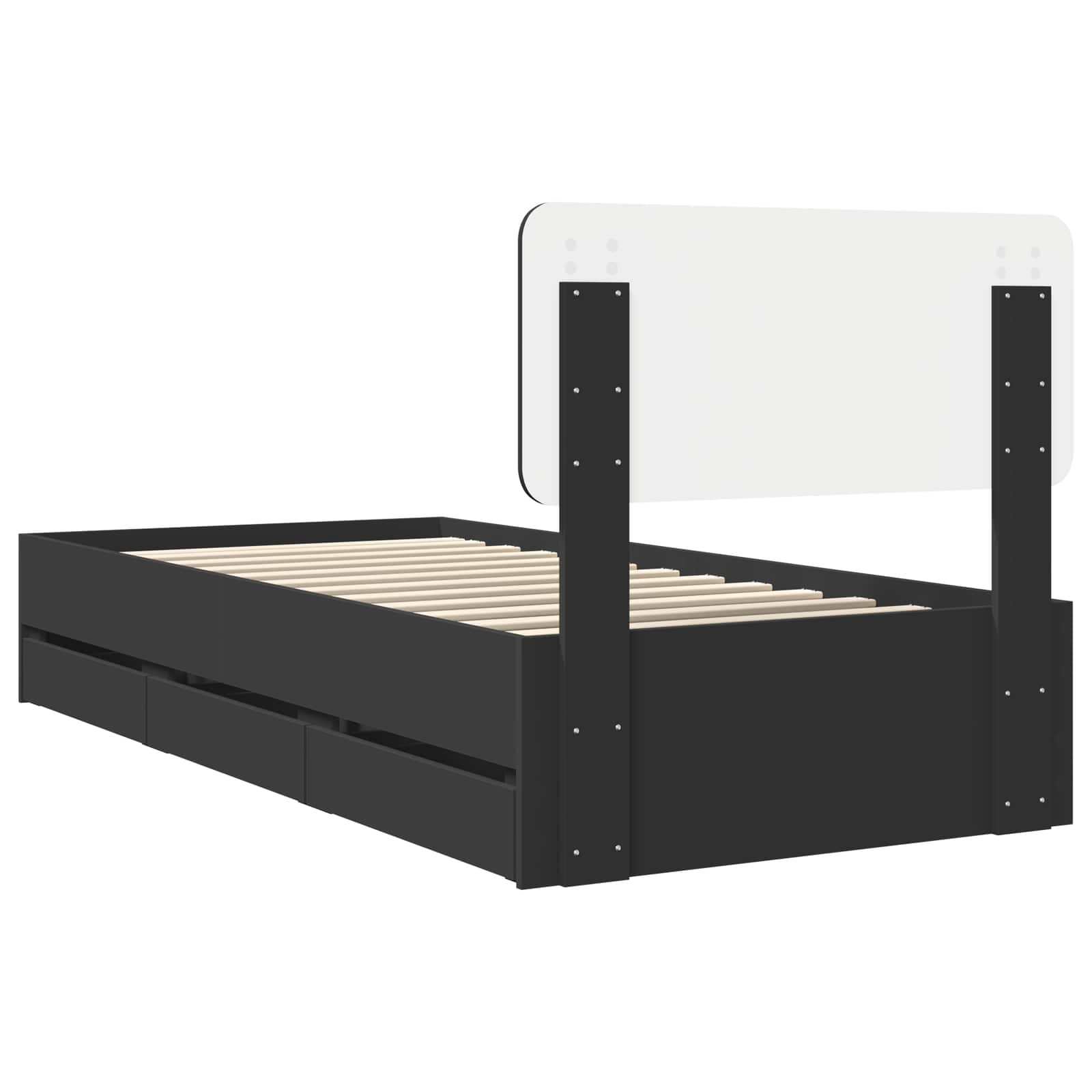 Struttura del letto Nero 75 x 190 cm Legno ingegnerizzato | homemem39