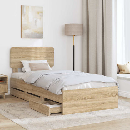 Struttura del letto con cassetto Rovere Sonoma 75 x 190 cm | homemem39