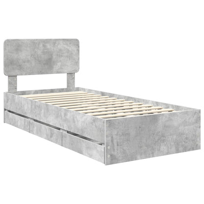 Struttura del letto con cassetto Grigio Cemento 75 x 190 cm | homemem39