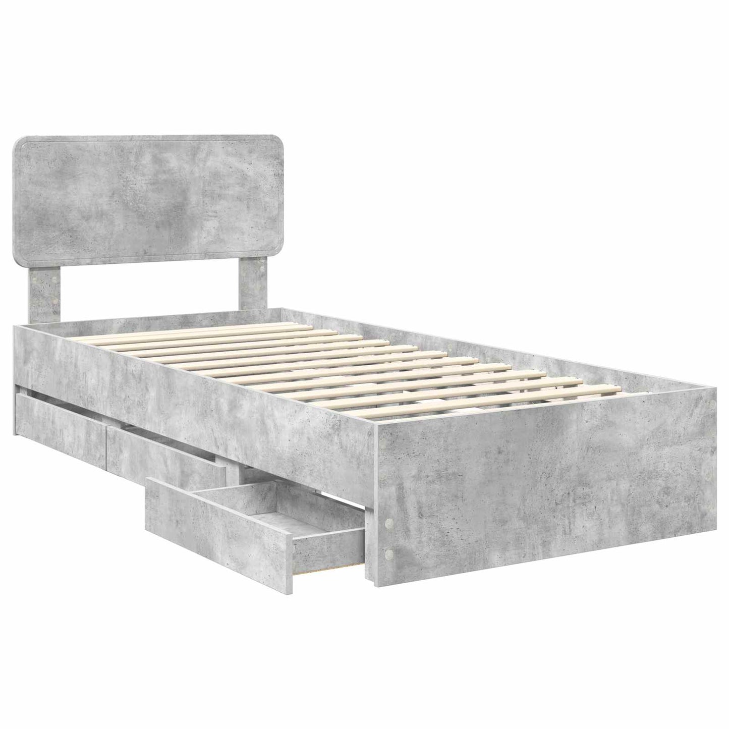 Struttura del letto con cassetto Grigio Cemento 75 x 190 cm | homemem39