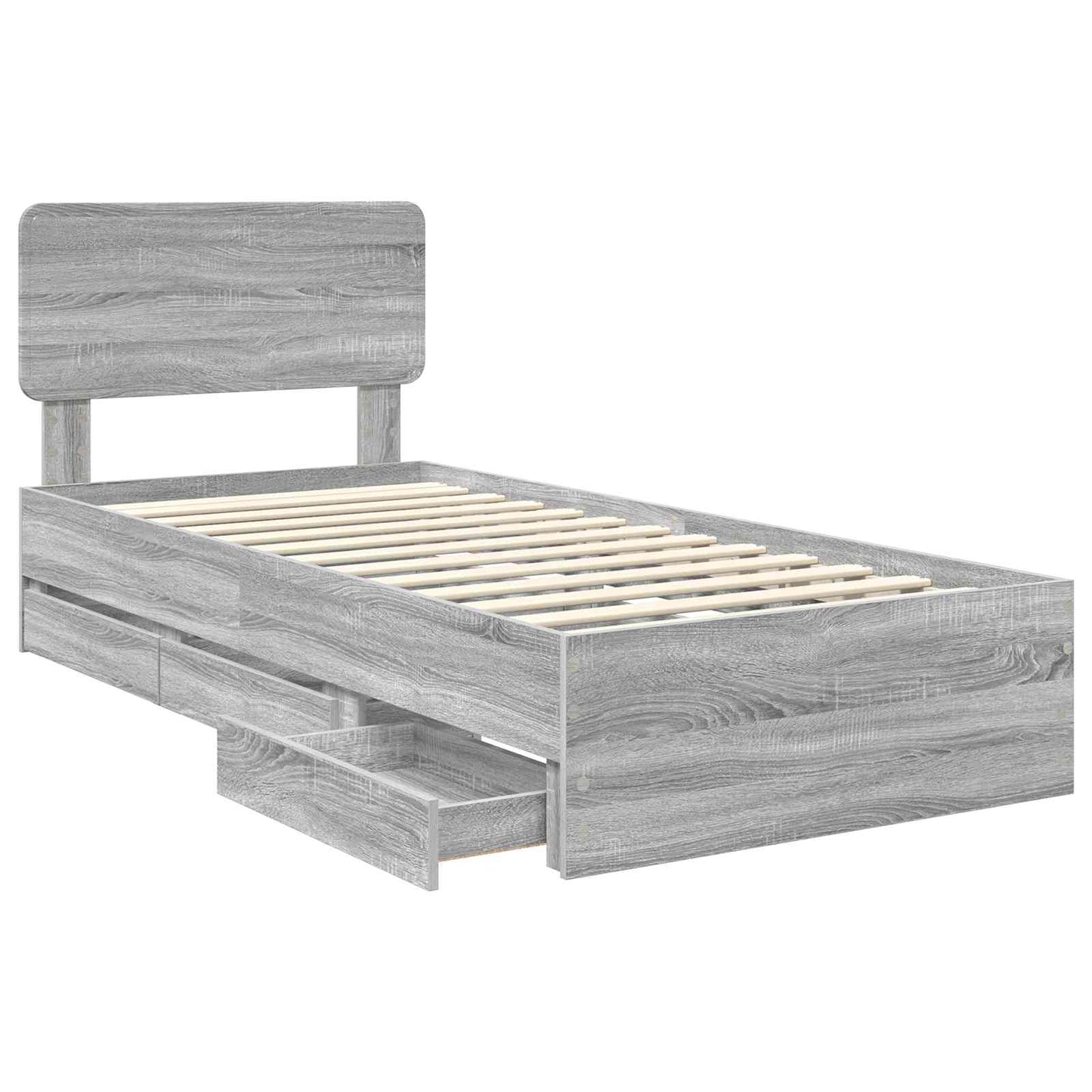 Struttura del letto con cassetto Sonoma grigia 75 x 190 cm | homemem39