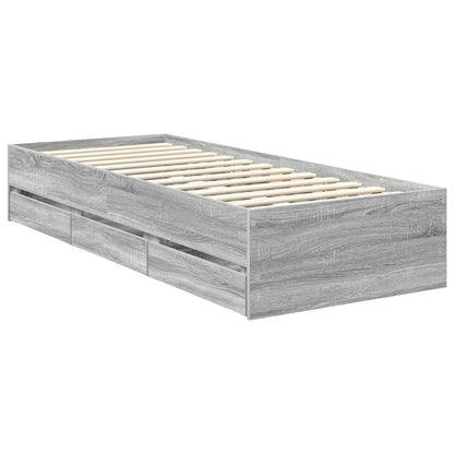Struttura del letto con cassetto Sonoma grigia 75 x 190 cm | homemem39