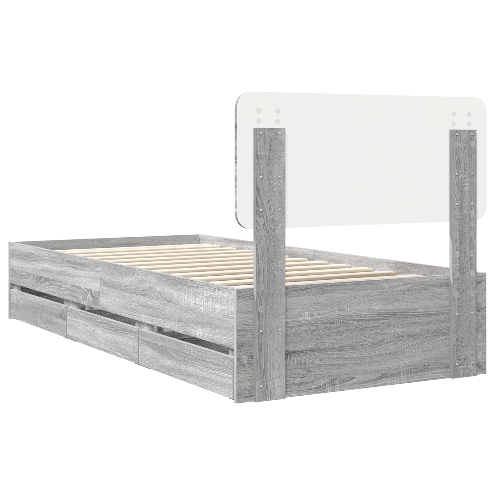 Struttura del letto con cassetto Sonoma grigia 75 x 190 cm | homemem39
