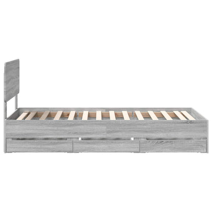 Struttura del letto con cassetto Sonoma grigia 75 x 190 cm | homemem39