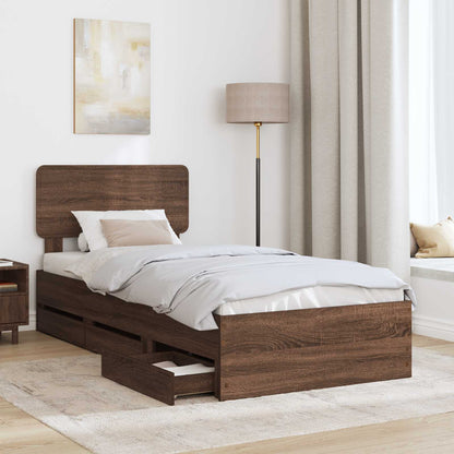 Struttura del letto con cassetto Quercia marrone 75 x 190 cm | homemem39