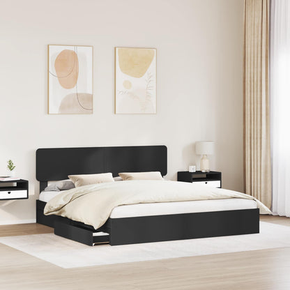 Letto con Contenitore Nero 200 x 200 cm Legno multistrato | homemem39