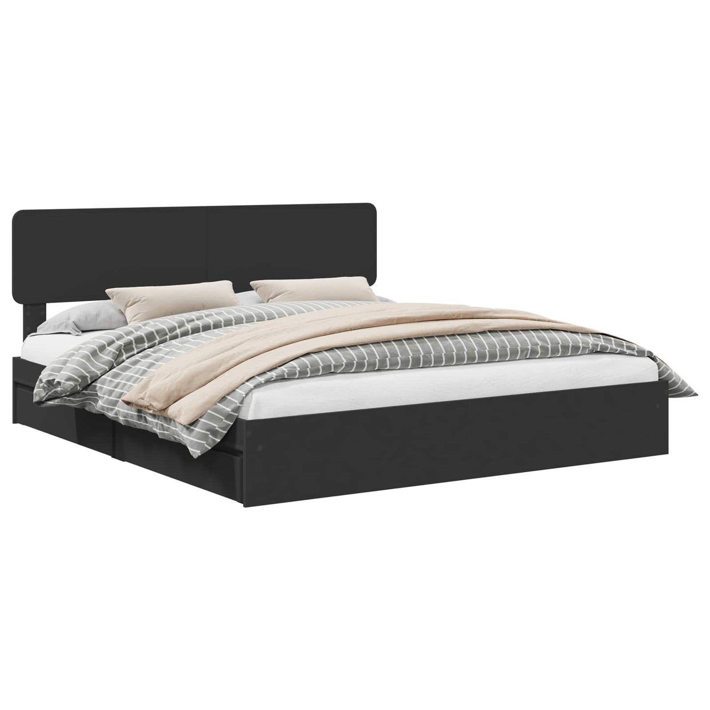 Letto con Contenitore Nero 200 x 200 cm Legno multistrato | homemem39