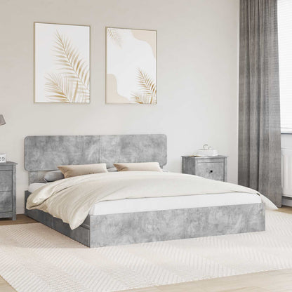 Letto con Contenitore con testiera Grigio cemento 200 x 200 cm | homemem39