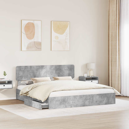 Letto con Contenitore con testiera Grigio cemento 200 x 200 cm | homemem39