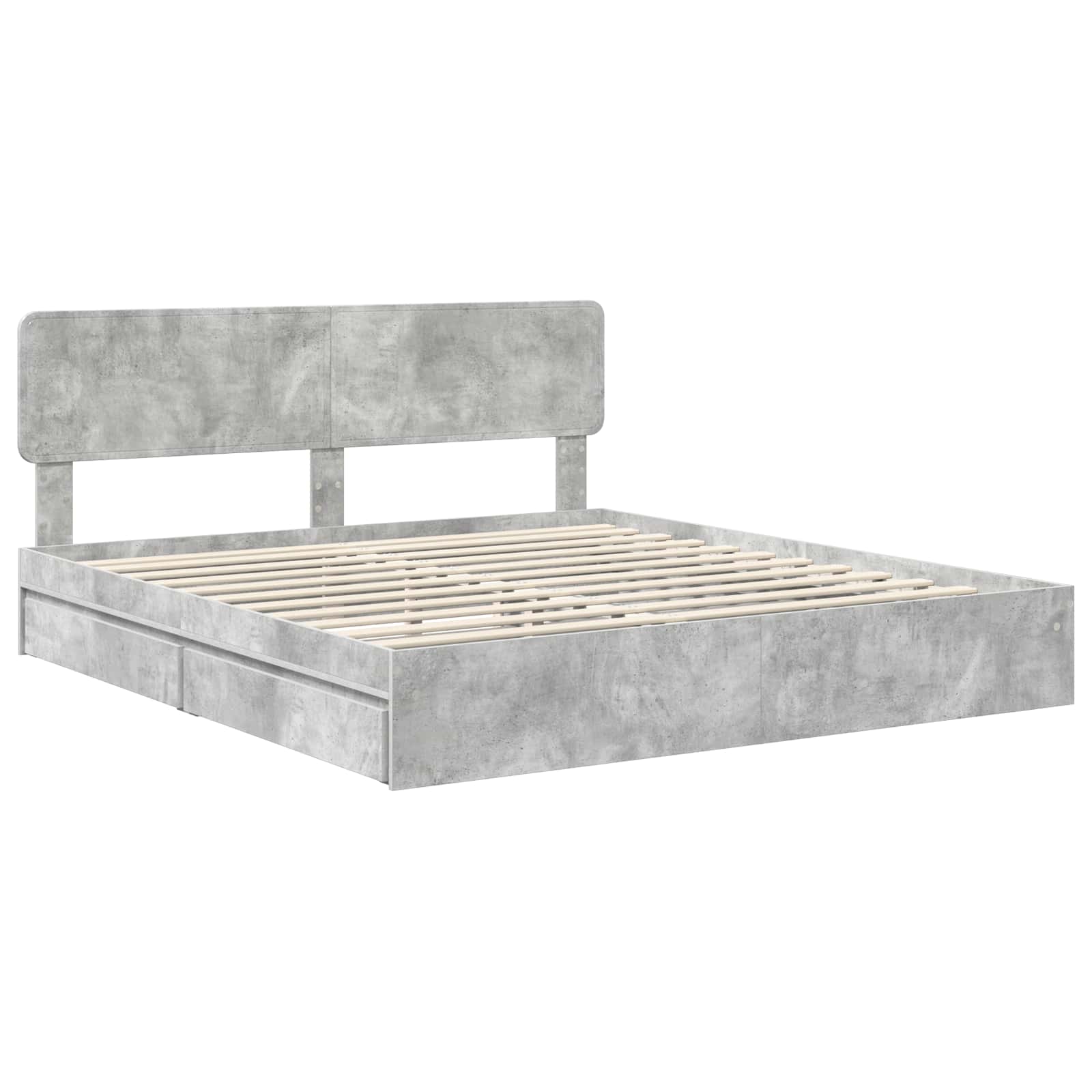 Letto con Contenitore con testiera Grigio cemento 200 x 200 cm | homemem39