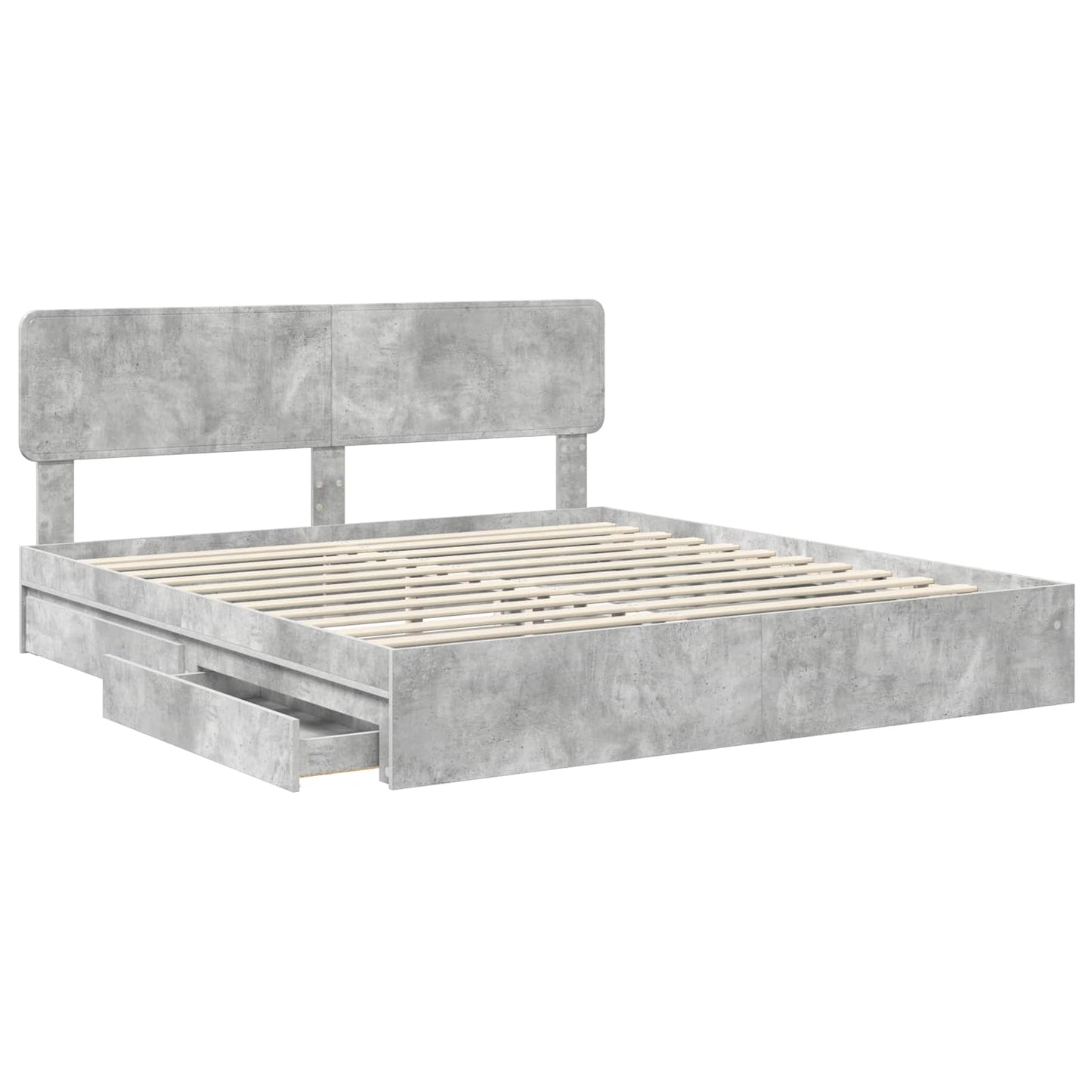 Letto con Contenitore con testiera Grigio cemento 200 x 200 cm | homemem39