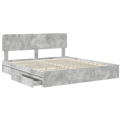 Letto con Contenitore con testiera Grigio cemento 200 x 200 cm | homemem39