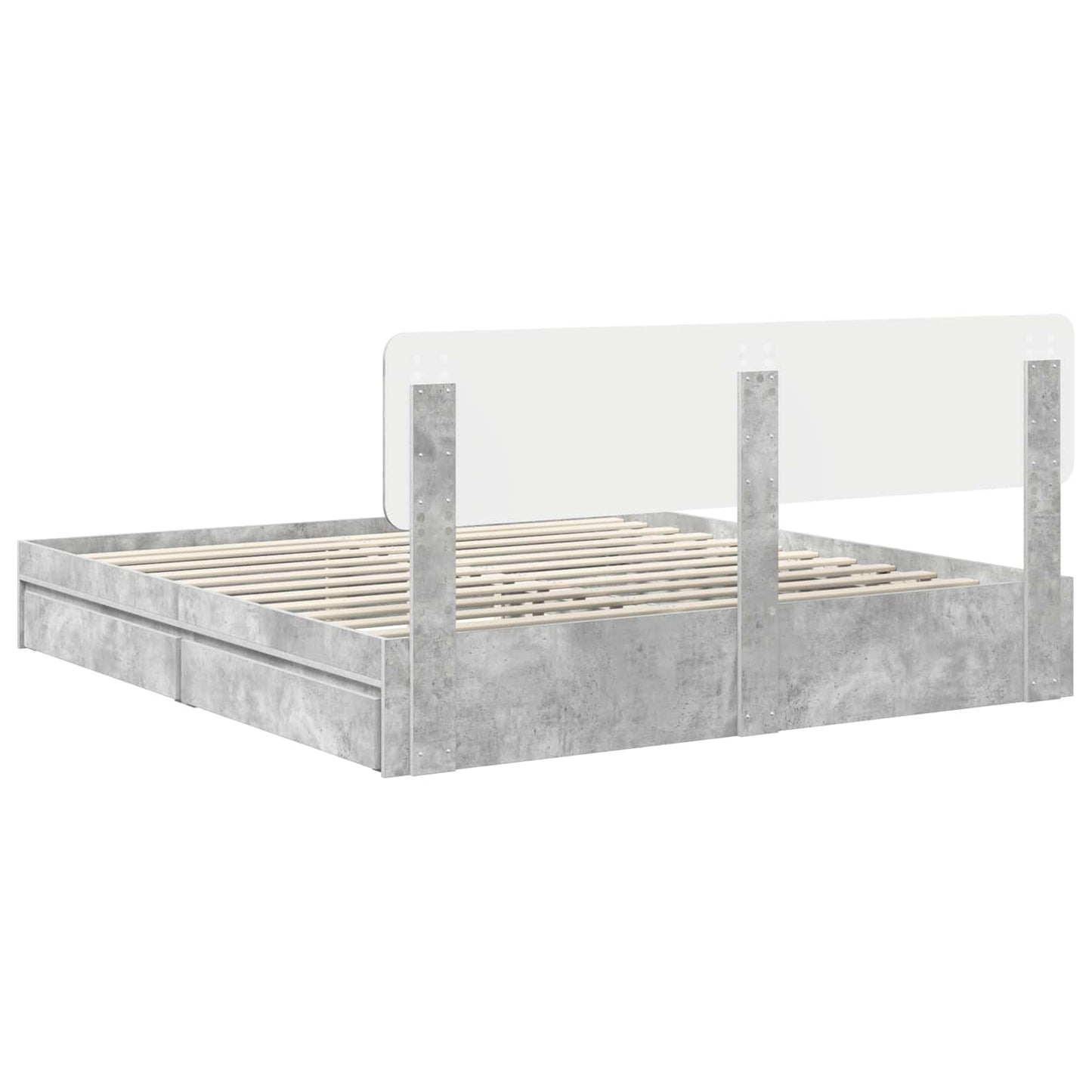 Letto con Contenitore con testiera Grigio cemento 200 x 200 cm | homemem39