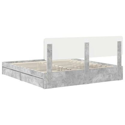 Letto con Contenitore con testiera Grigio cemento 200 x 200 cm | homemem39