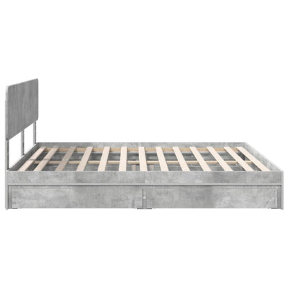 Letto con Contenitore con testiera Grigio cemento 200 x 200 cm | homemem39