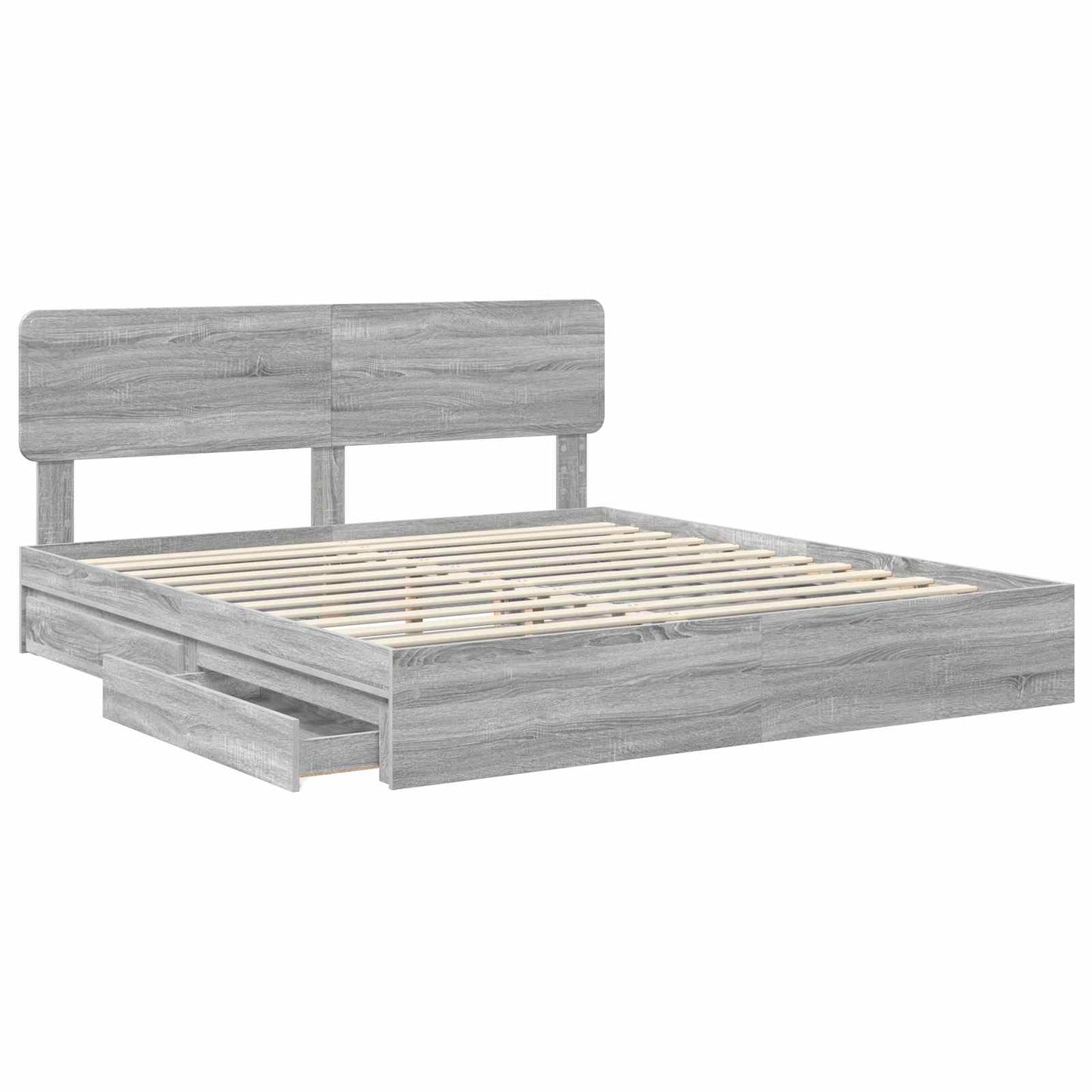Letto con Contenitore con testiera Grigio Sonoma 200 x 200 cm | homemem39