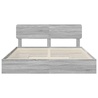 Letto con Contenitore con testiera Grigio Sonoma 200 x 200 cm | homemem39