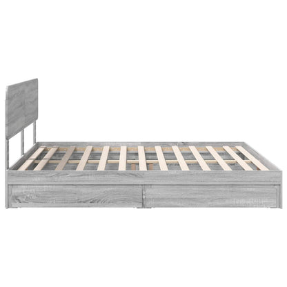 Letto con Contenitore con testiera Grigio Sonoma 200 x 200 cm | homemem39