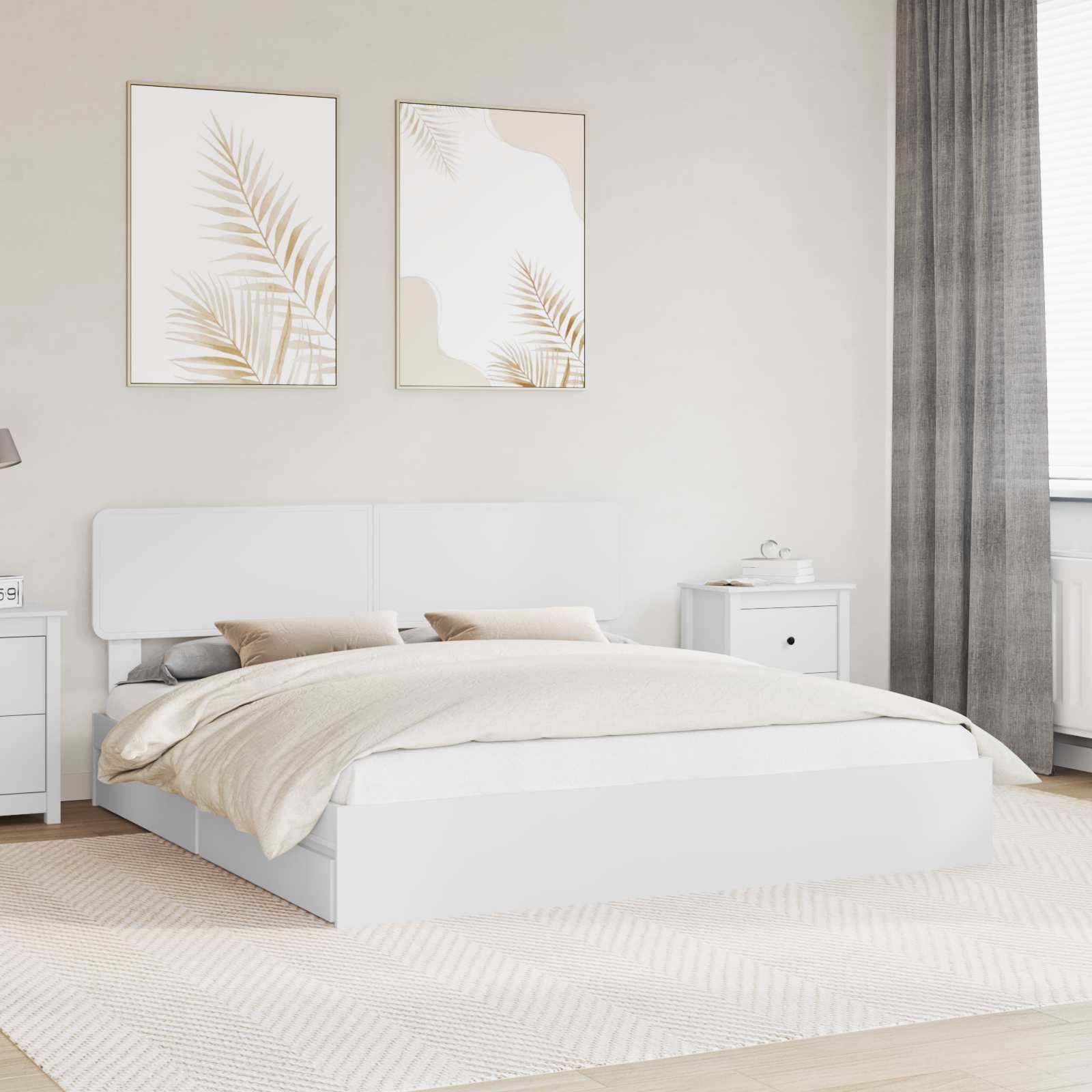Letto con Contenitore Bianco 180 x 200 cm Legno multistrato | homemem39