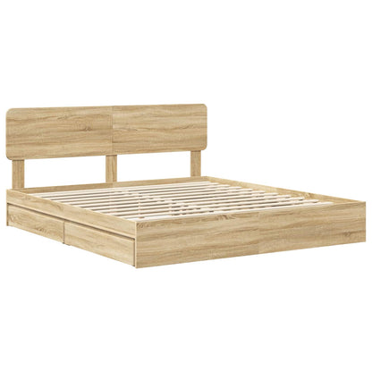 Letto con Contenitore con testiera Rovere Sonoma 180 x 200 cm | homemem39