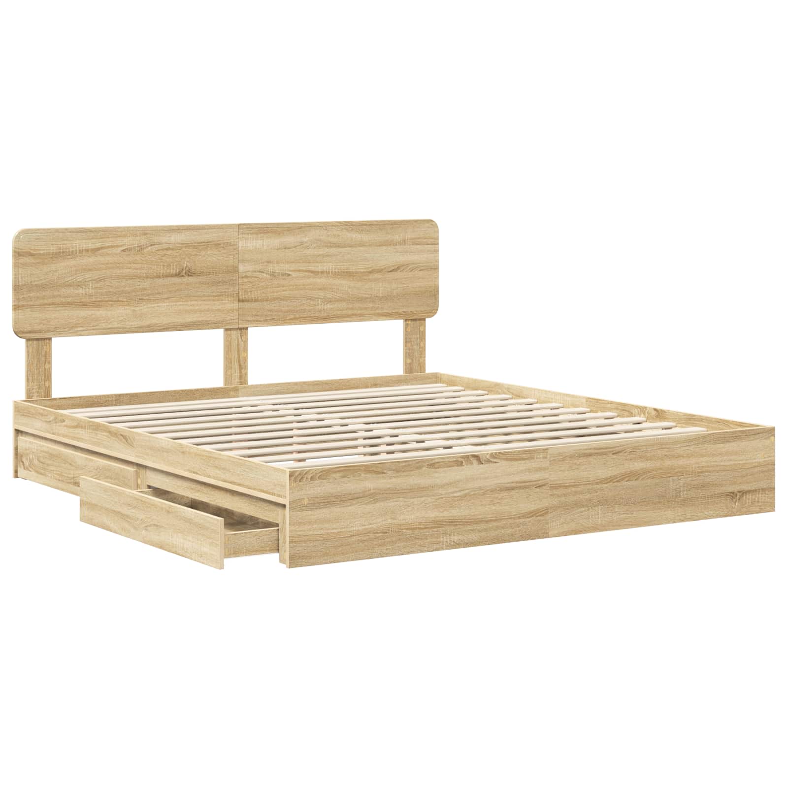 Letto con Contenitore con testiera Rovere Sonoma 180 x 200 cm | homemem39