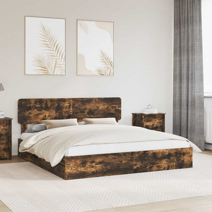 Letto con Contenitore con testiera Rovere fumé 180 x 200 cm | homemem39