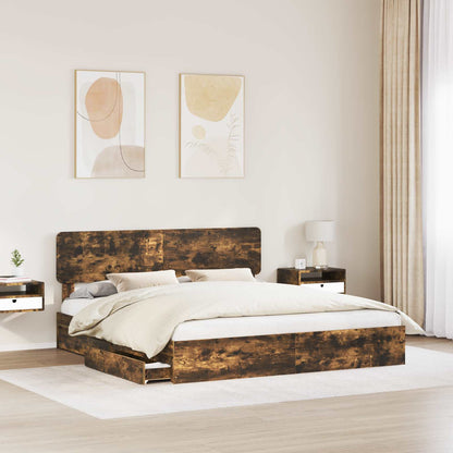 Letto con Contenitore con testiera Rovere fumé 180 x 200 cm | homemem39