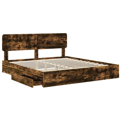 Letto con Contenitore con testiera Rovere fumé 180 x 200 cm | homemem39