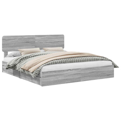 Letto con Contenitore con testiera Grigio Sonoma 180 x 200 cm | homemem39