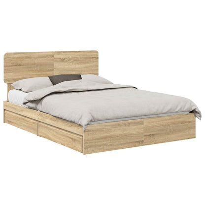 Letto con Contenitore con testiera Rovere Sonoma 160 x 200 cm | homemem39