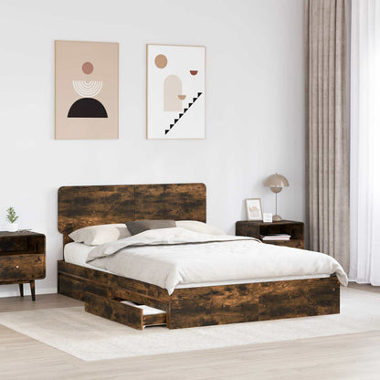 Letto con Contenitore con testiera Rovere fumé 160 x 200 cm | homemem39
