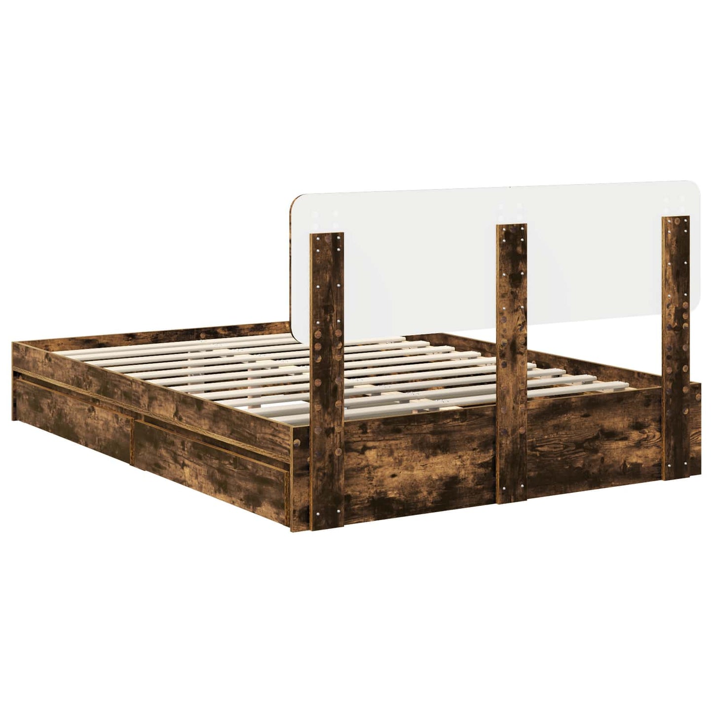 Letto con Contenitore con testiera Rovere fumé 160 x 200 cm | homemem39