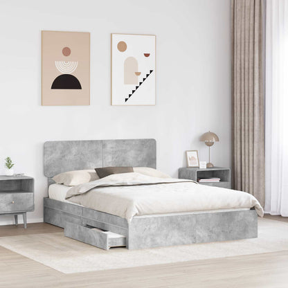 Letto con Contenitore con testiera Grigio cemento 150 x 200 cm | homemem39