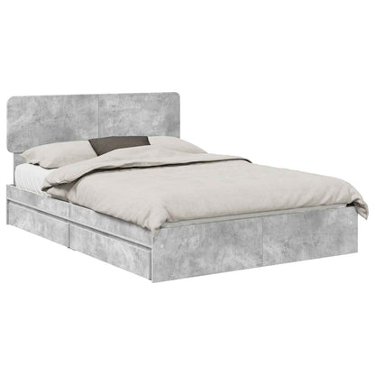 Letto con Contenitore con testiera Grigio cemento 150 x 200 cm