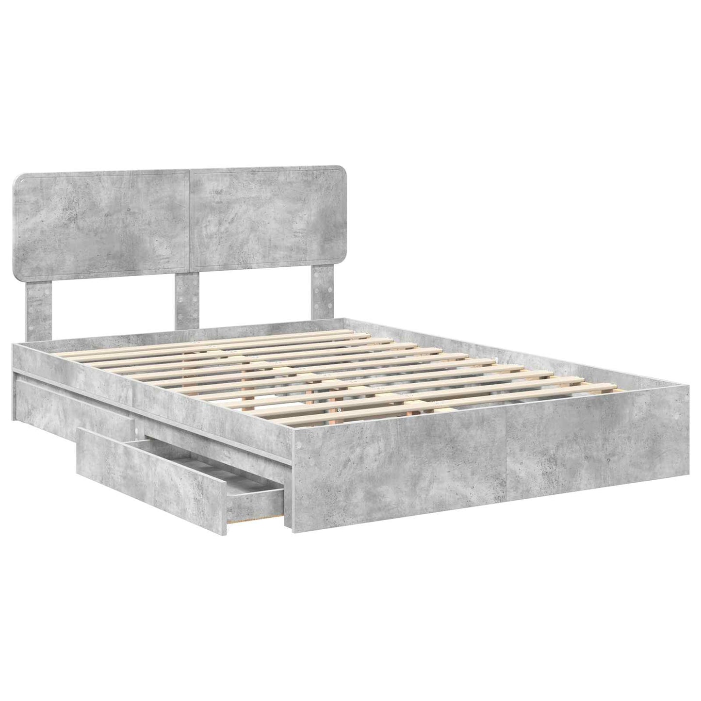 Letto con Contenitore con testiera Grigio cemento 150 x 200 cm | homemem39