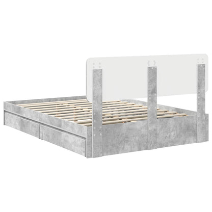Letto con Contenitore con testiera Grigio cemento 150 x 200 cm | homemem39