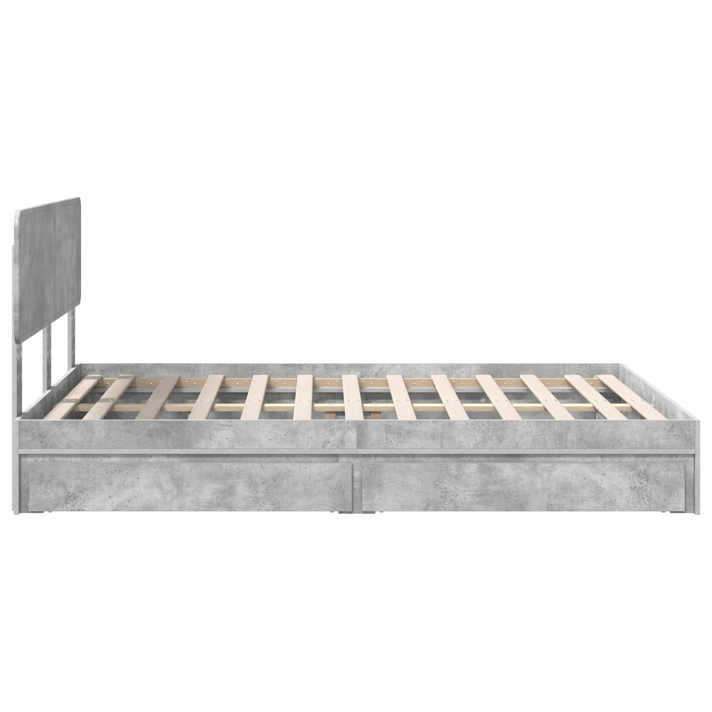Letto con Contenitore con testiera Grigio cemento 150 x 200 cm | homemem39