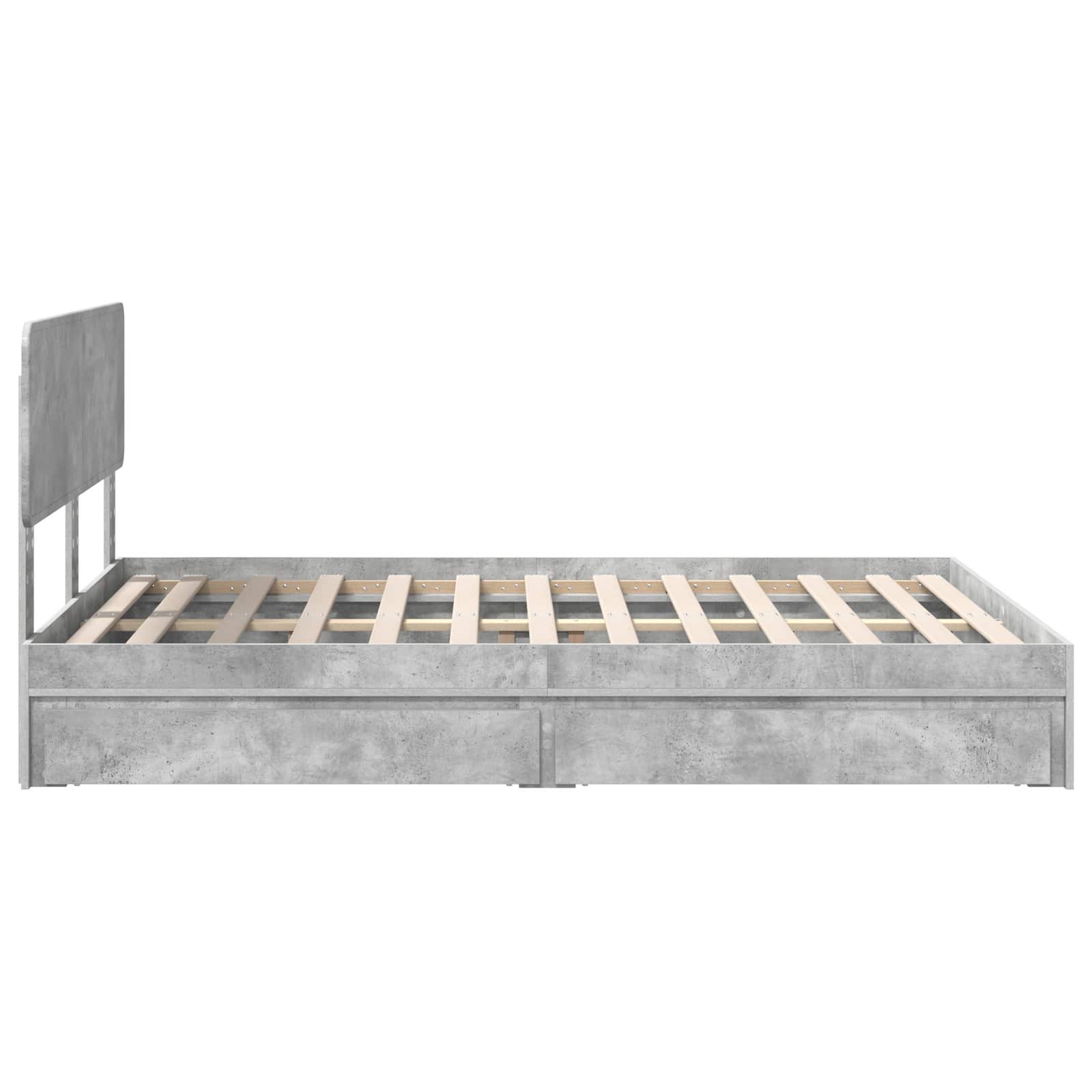 Letto con Contenitore con testiera Grigio cemento 150 x 200 cm | homemem39