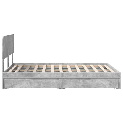 Letto con Contenitore con testiera Grigio cemento 150 x 200 cm | homemem39