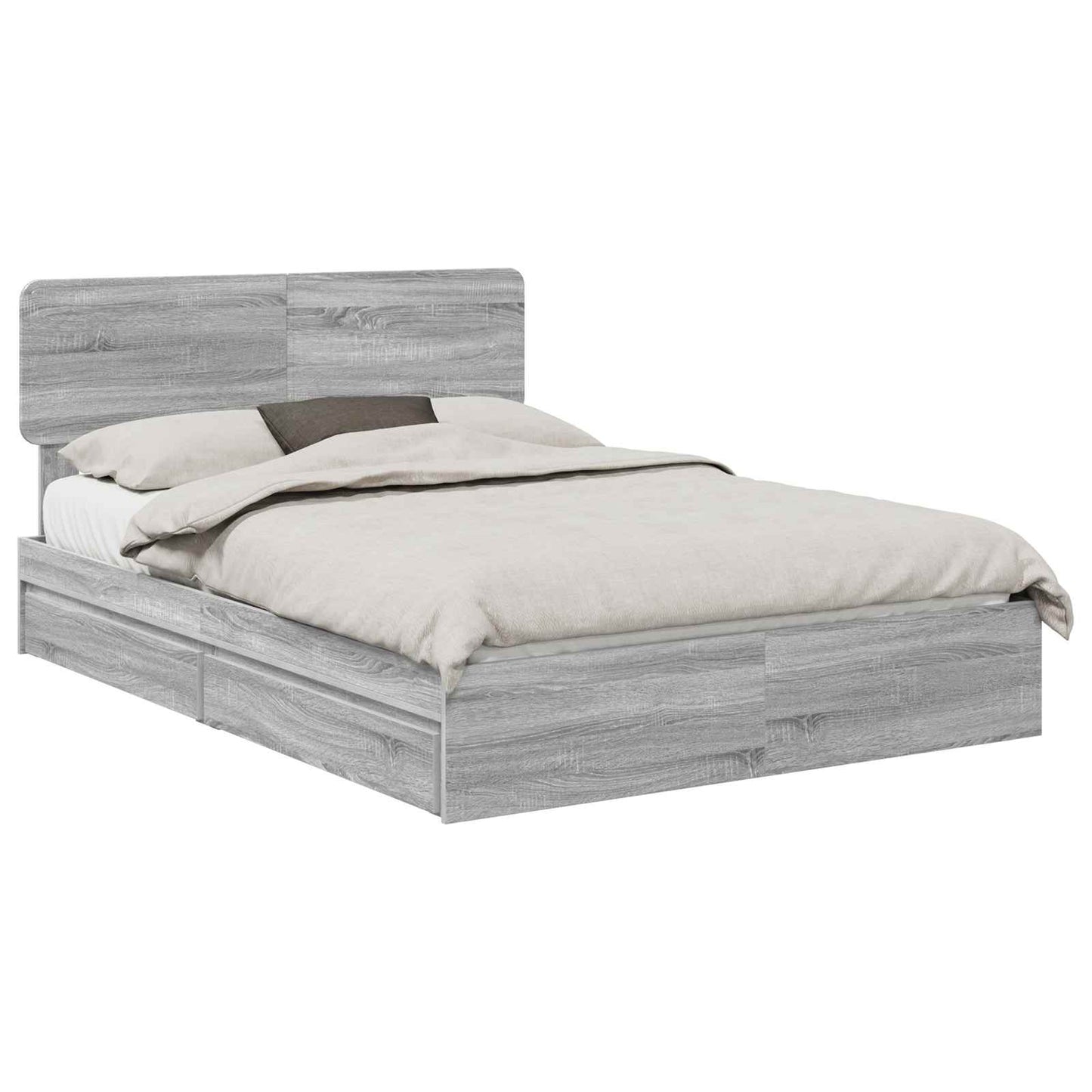 Letto con Contenitore con testiera Grigio Sonoma 150 x 200 cm | homemem39
