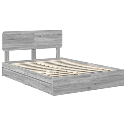 Letto con Contenitore con testiera Grigio Sonoma 150 x 200 cm | homemem39