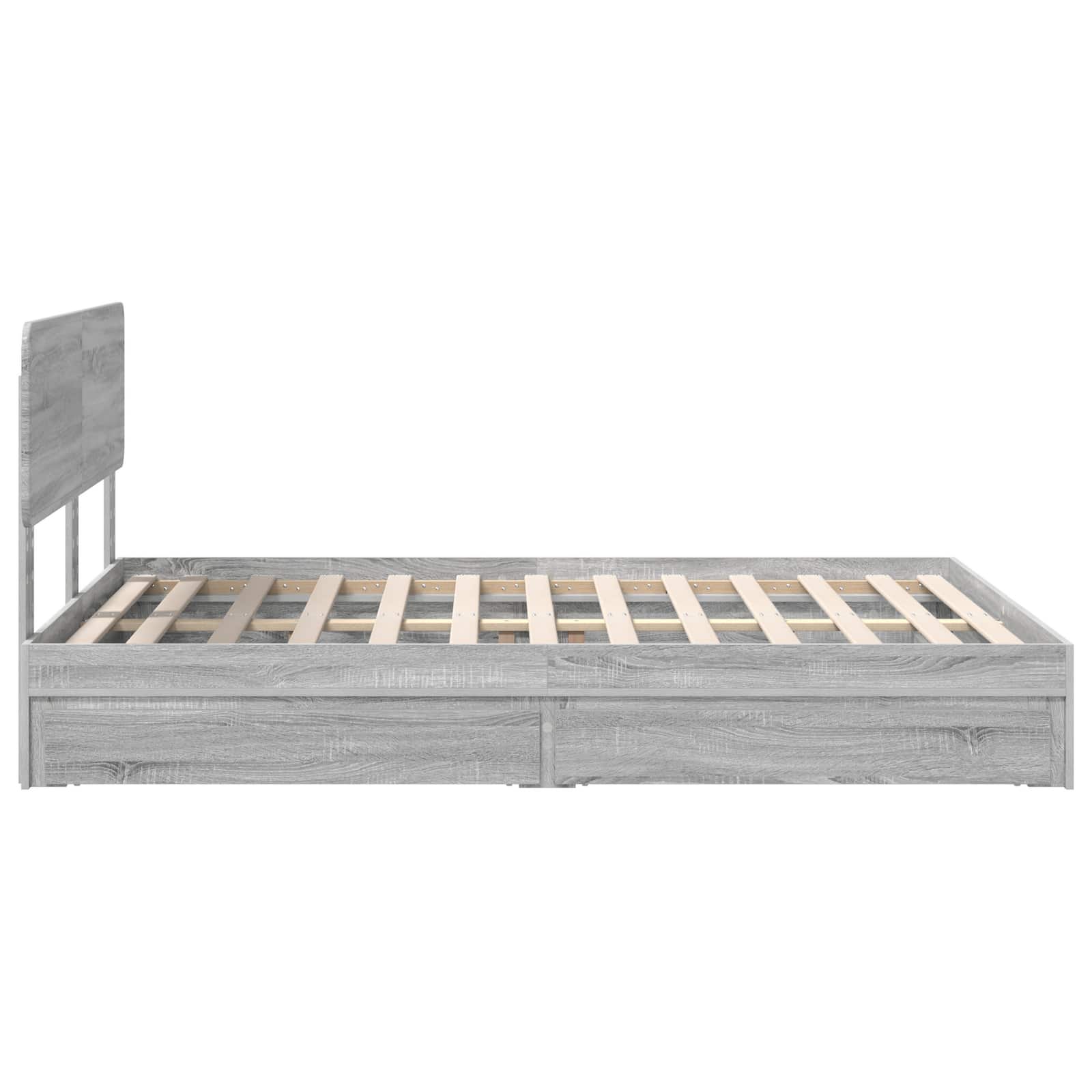 Letto con Contenitore con testiera Grigio Sonoma 150 x 200 cm | homemem39