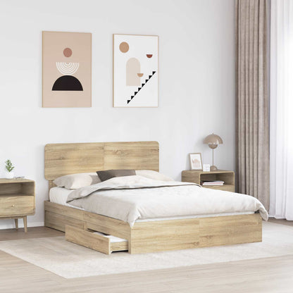 Letto con Contenitore con testiera Rovere Sonoma 140 x 200 cm | homemem39