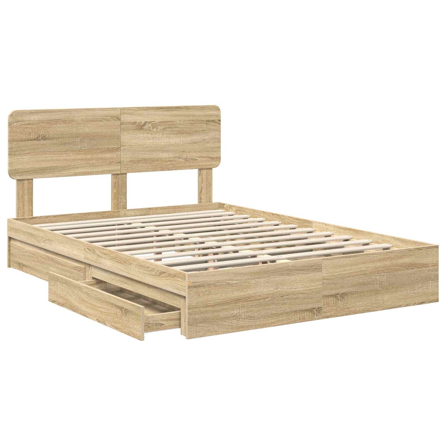 Letto con Contenitore con testiera Rovere Sonoma 140 x 200 cm | homemem39